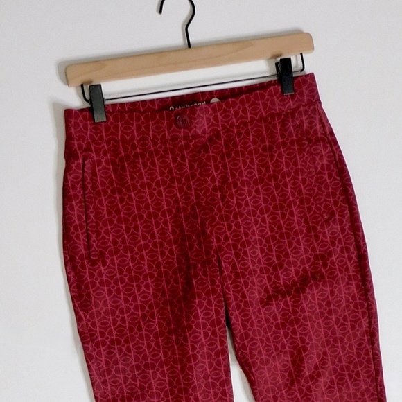 BETABRAND Pencil Dress Pants Skinny-Leg Red Geometric Floral Pockets Small - Picture 4 of 11